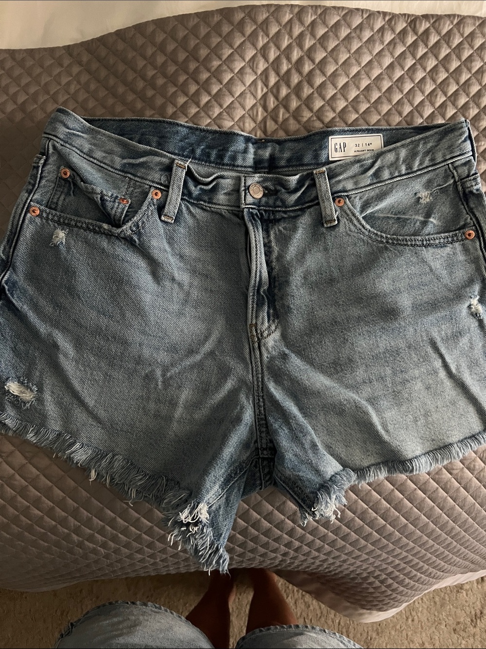 GAP Light Blue Distressed Denim Cutoff Shorts